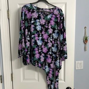 Talbots Plus Floral Top with Asymmetrical Design